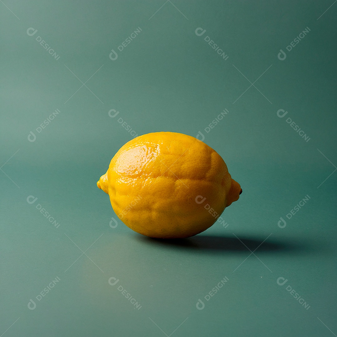 Limão amarelo com uma folha verde