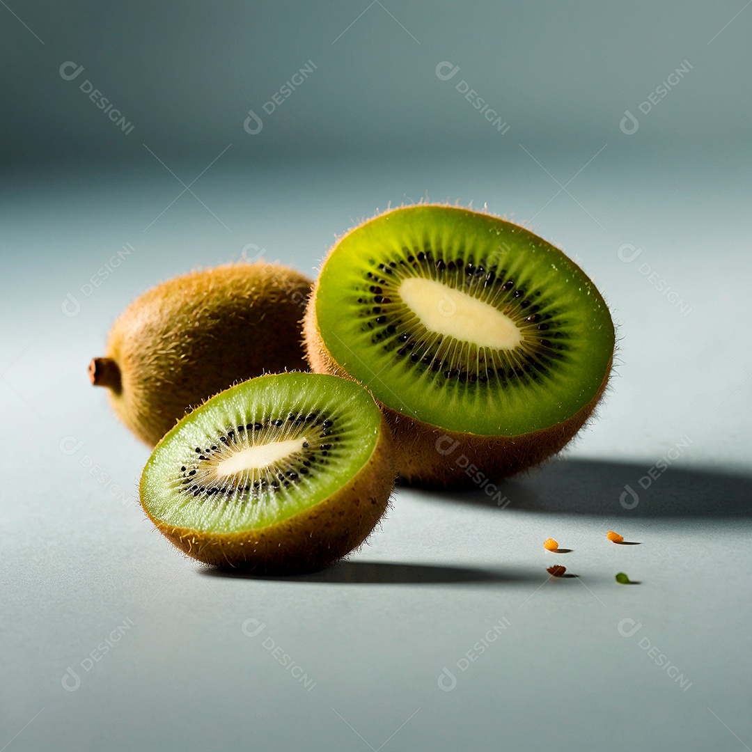 Kiwi freco sobre fundo azul