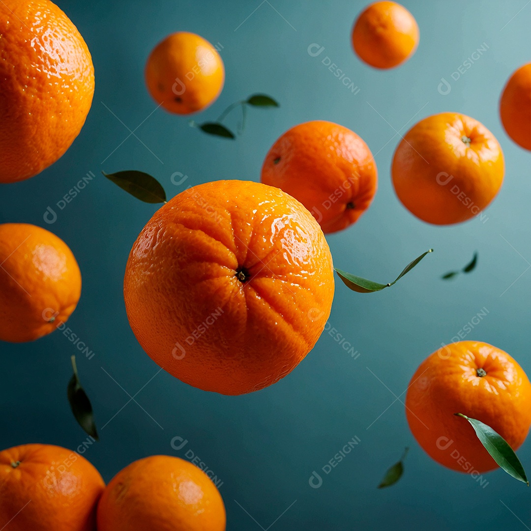 Muitas tangerinas sobre fundo esverdeado