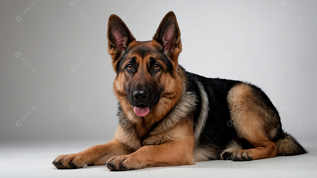 Cachorro pastor alemão preto deitado
