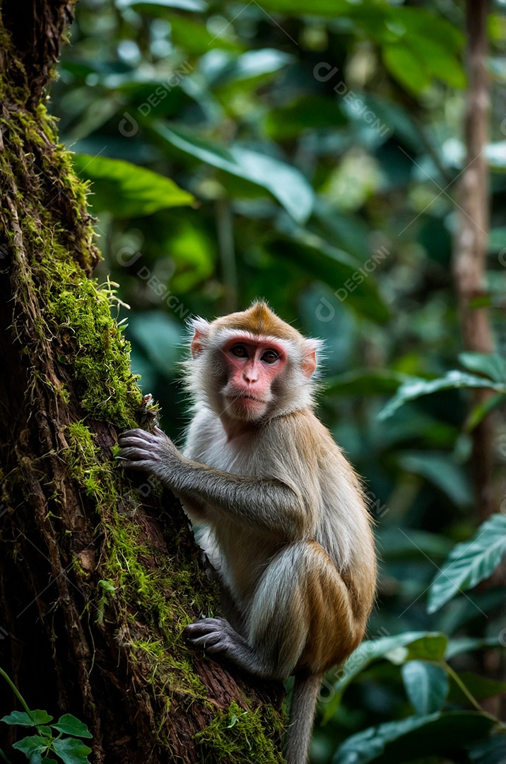 Imagem realista de um macaco na floresta