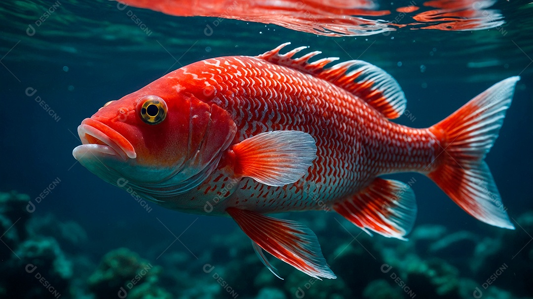 Imagem realista de um animal peixe em água do mar