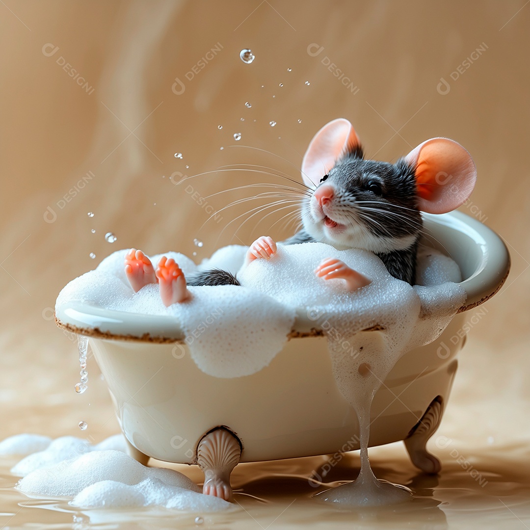 Imagem realista de um animal na banheira