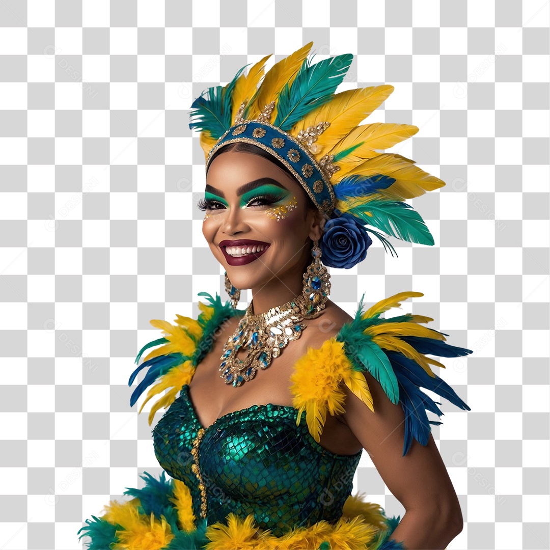 Mulher com Fantasia de Carnaval PNG Transparente
