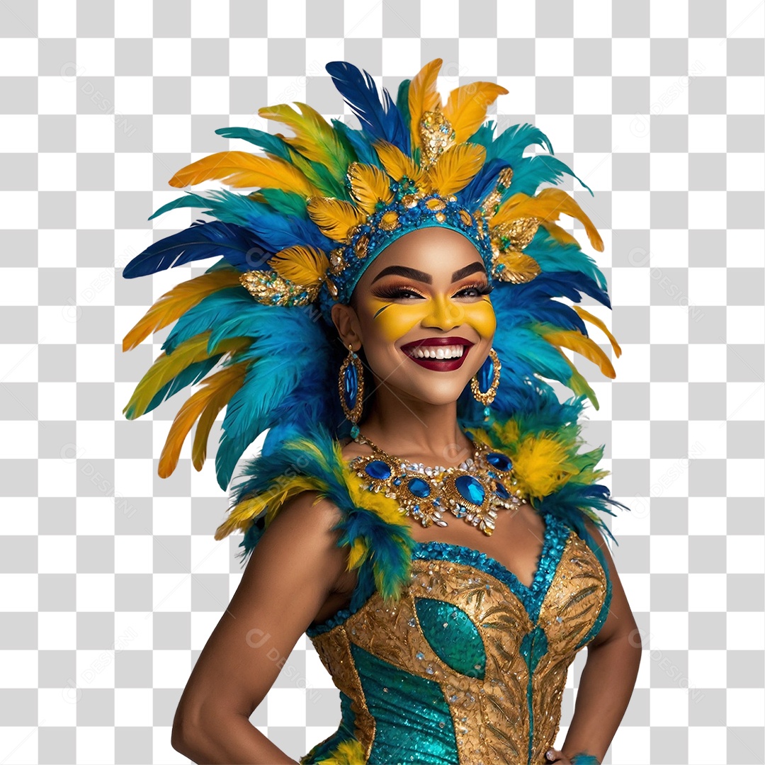 Mulher com Fantasia de Carnaval PNG Transparente