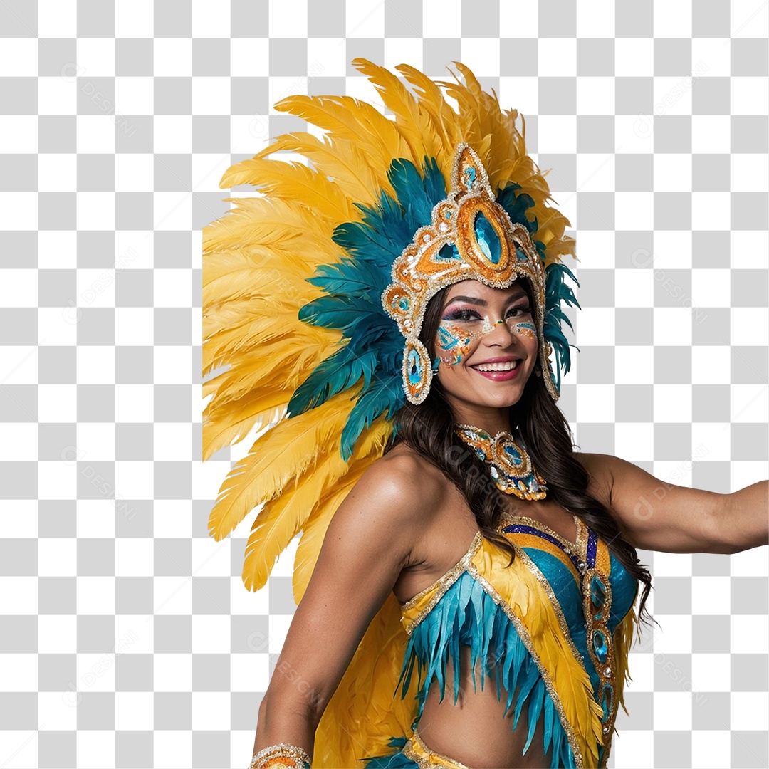 Mulher com Fantasia de Carnaval PNG Transparente