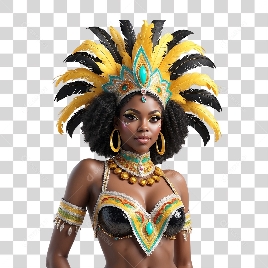 Mulher com Fantasia de Carnaval PNG Transparente