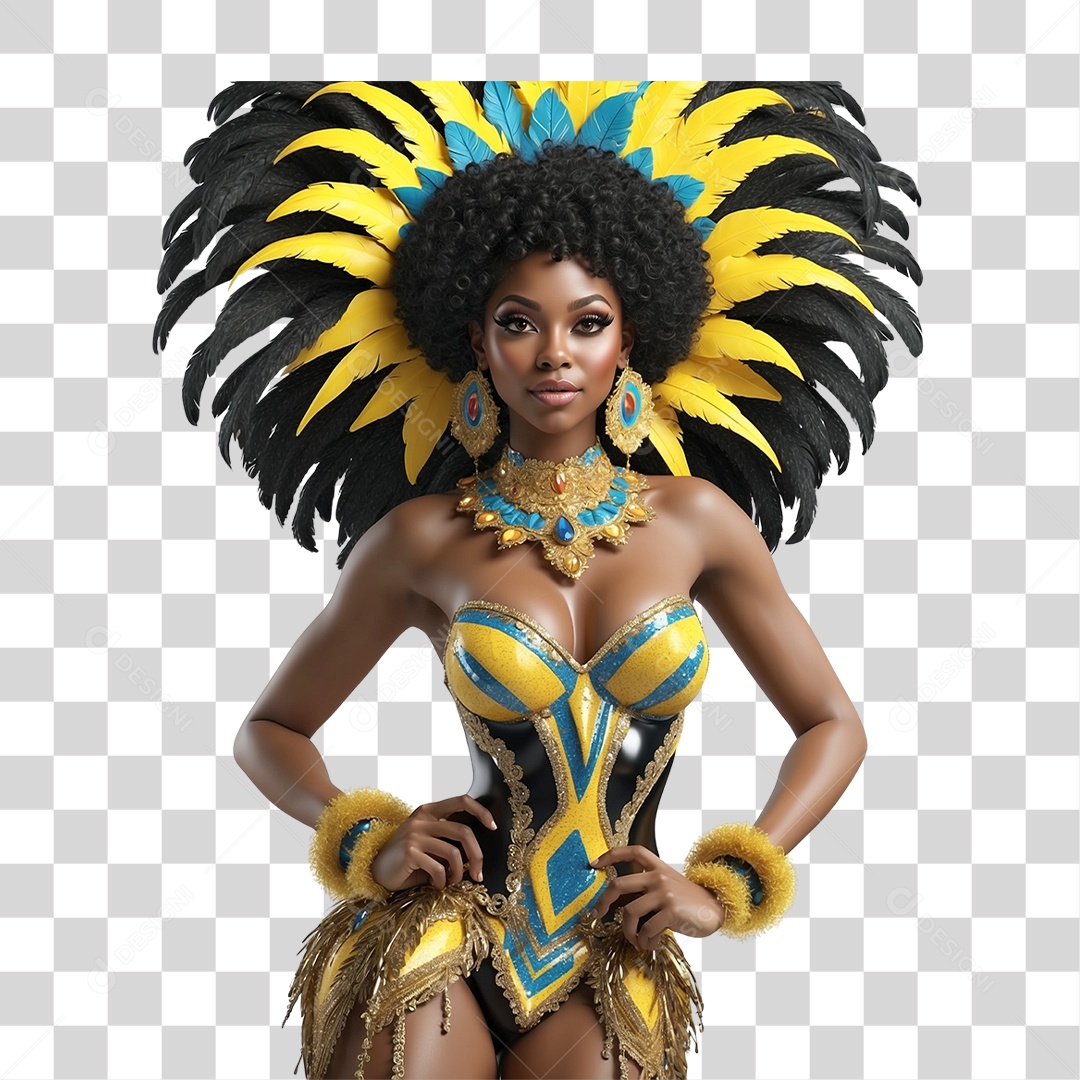 Mulher com Fantasia de Carnaval PNG Transparente