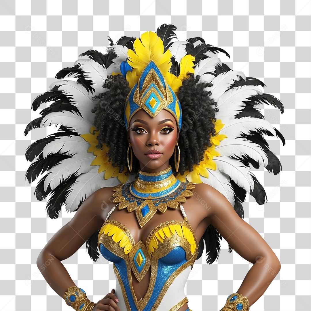 Mulher com Fantasia de Carnaval PNG Transparente