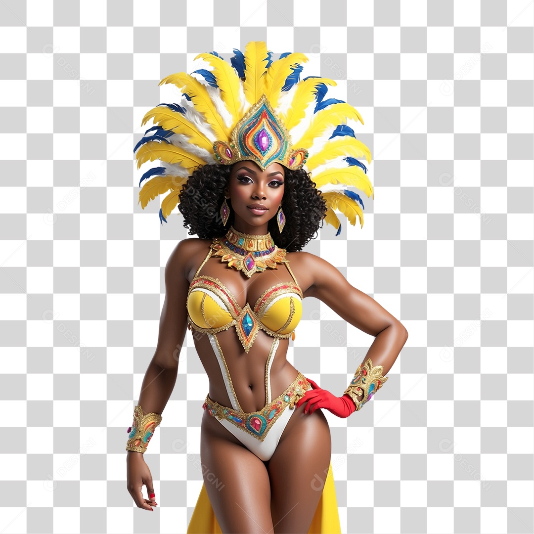 Mulher com Fantasia de Carnaval PNG Transparente