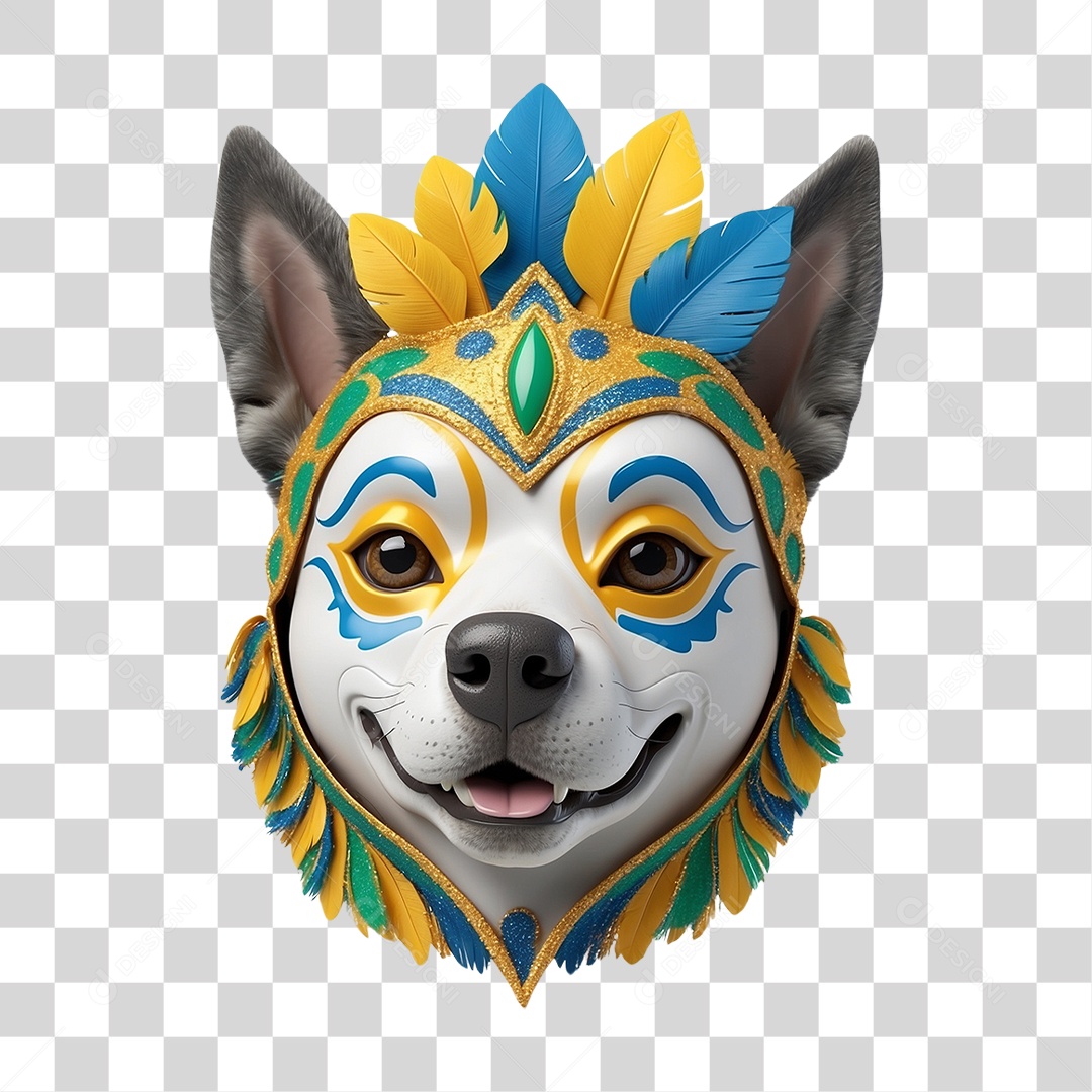 Máscara de Carnaval em Cachorro PNG Transparente