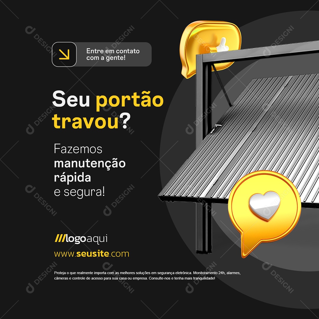 Segurança Seu Portão Travou Social Media PSD Editável