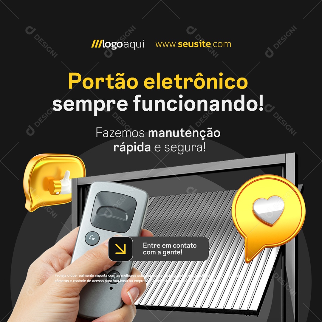 Segurança Portão Eletrônico Social Media PSD Editável