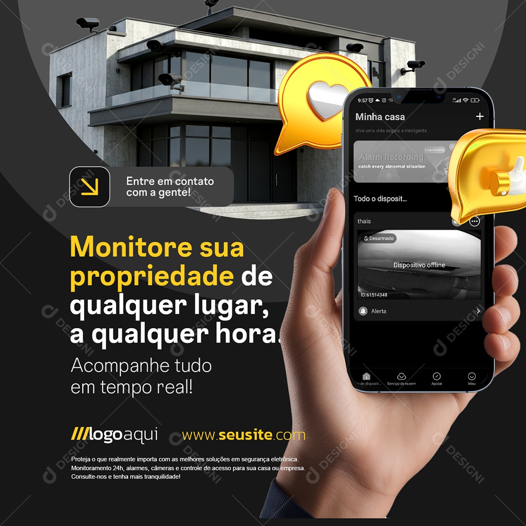 Segurança Monitore sua Propiedade Social Media PSD Editável