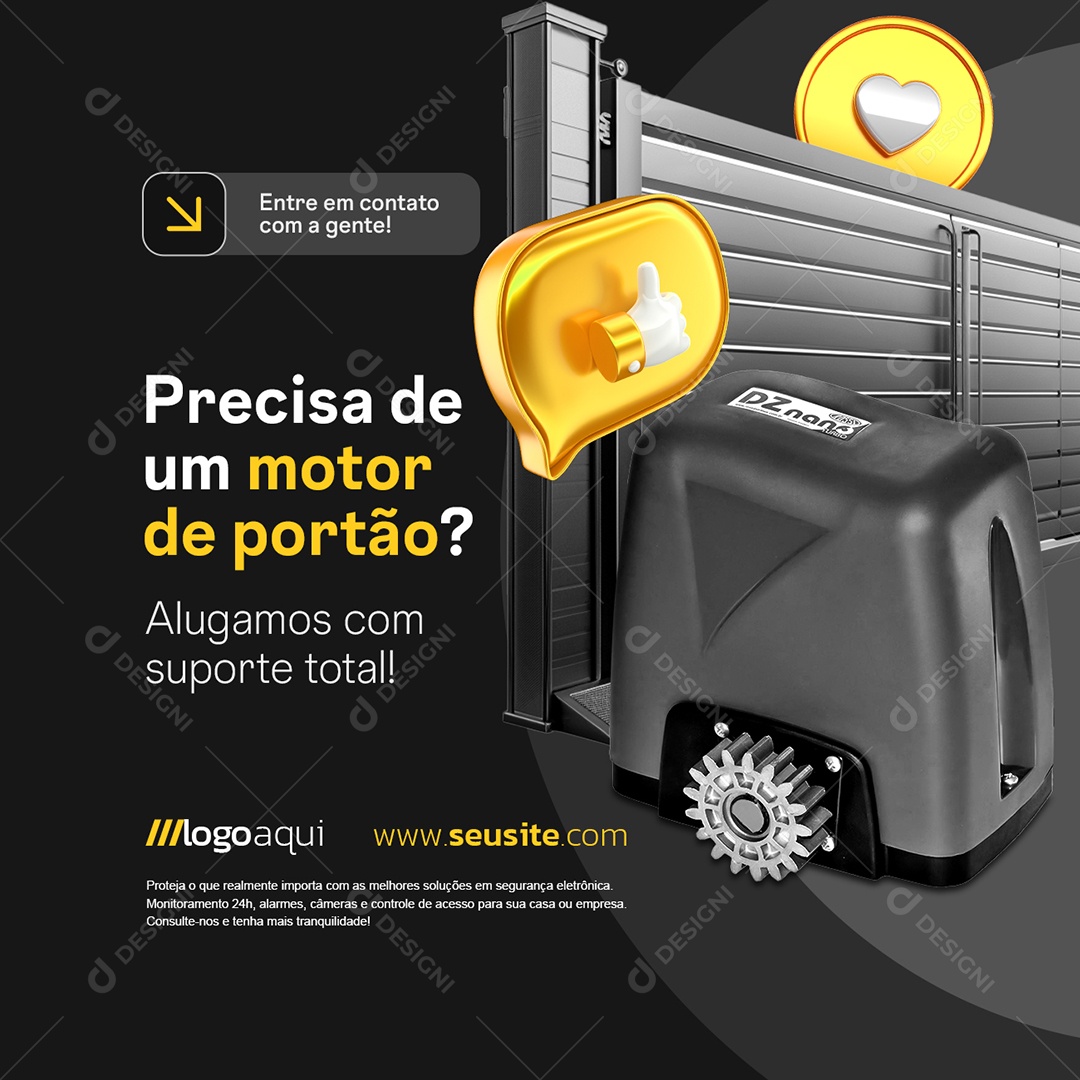 Segurança Precisa de Um Motor de Portão Social Media PSD Editável