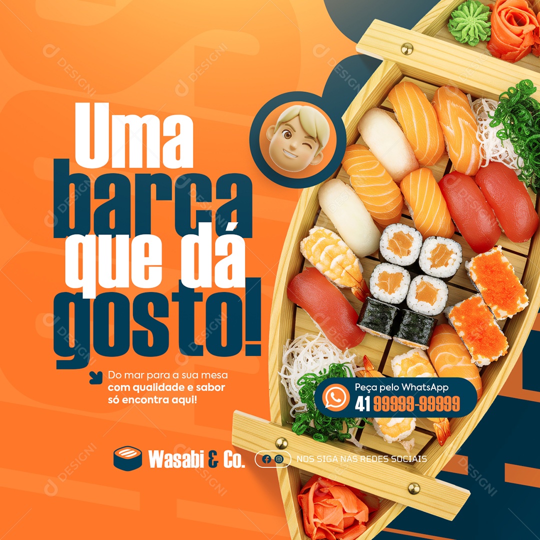 Restaurante Japonês Uma Barca Que Dá Gosto Social Media PSD Editável