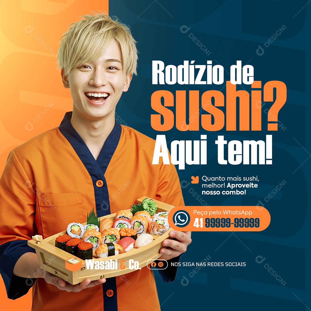 Restaurante Japonês Rodízio do Sushi Social Media PSD Editável