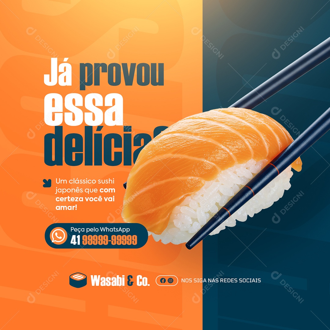 Restaurante Japonês Já Provou Essa Delícia Social Media PSD Editável