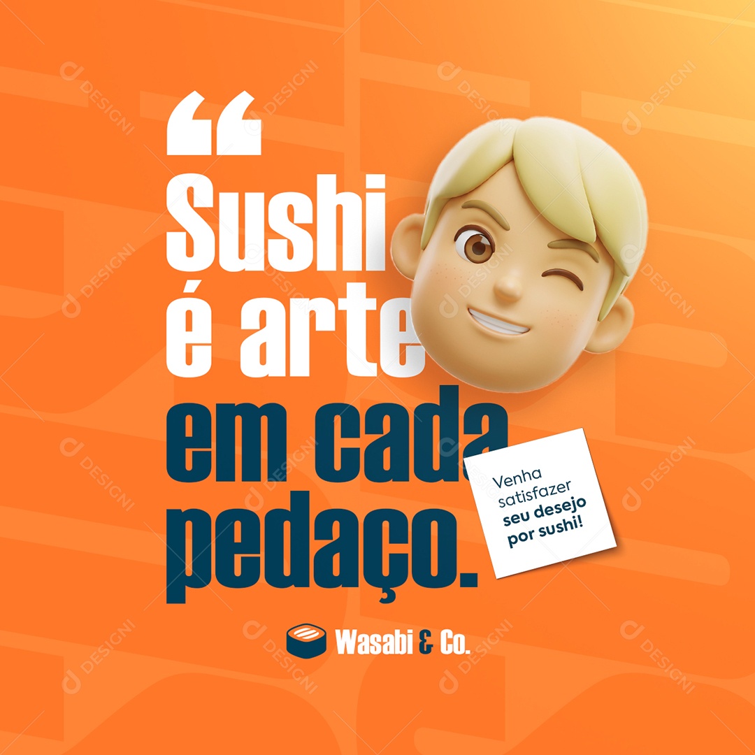 Restaurante Japonês Sushi é Arte em Cada Pedaço Social Media PSD Editável
