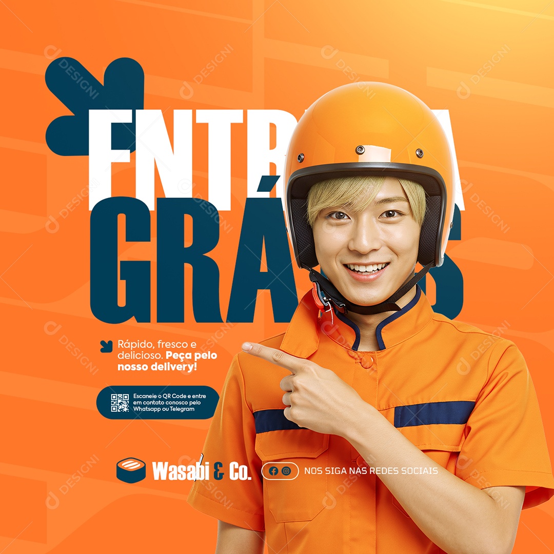 Restaurante Japonês Entrada Grátis Social Media PSD Editável