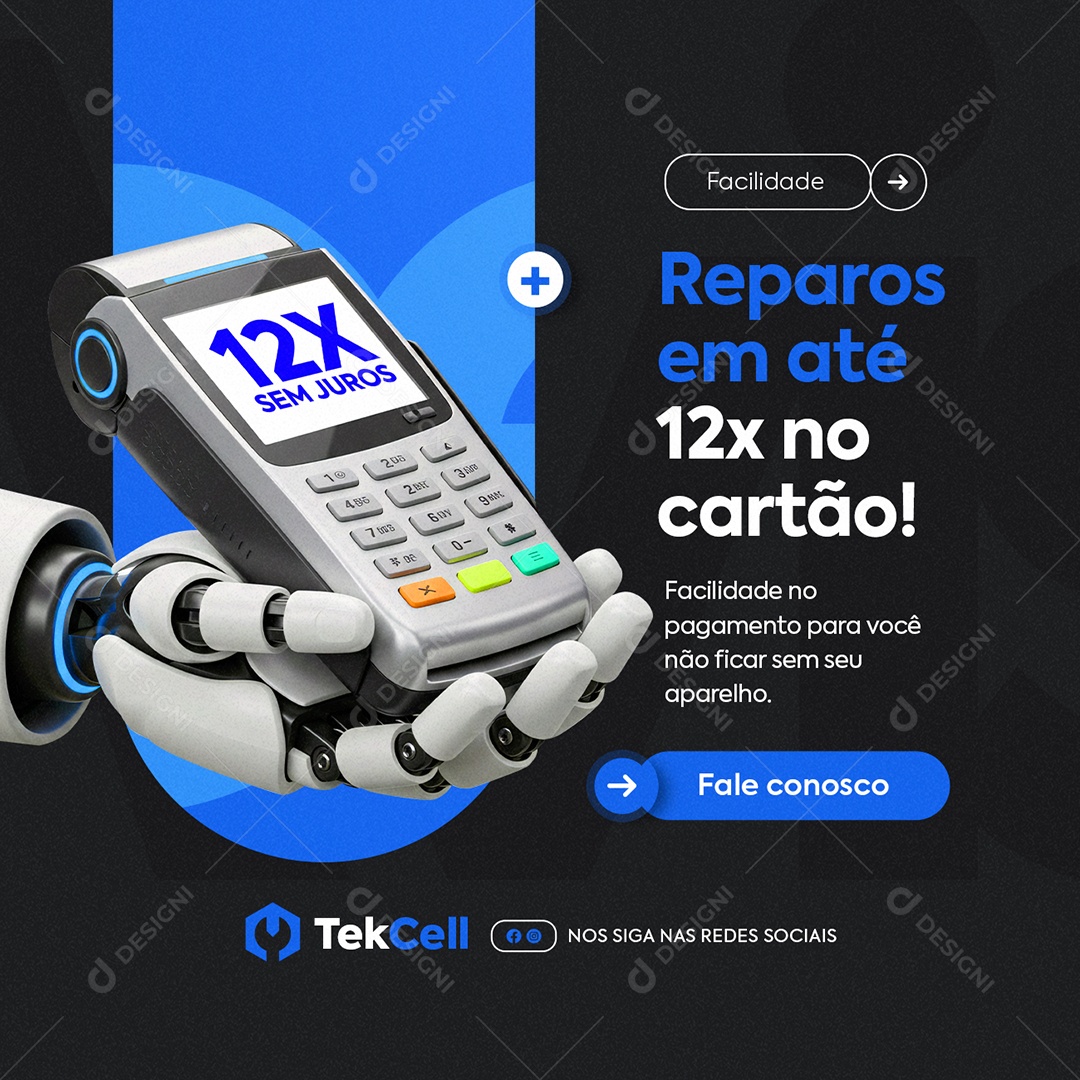 Manutenção Facilidade Reparos Fale Conosco Social Media PSD Editável