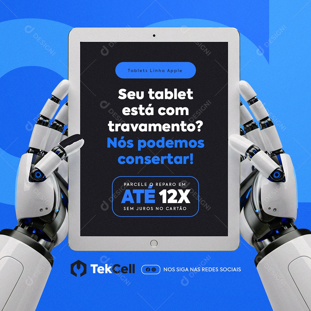 Manutenção Seu Tablet Está com Travamento Social Media PSD Editável