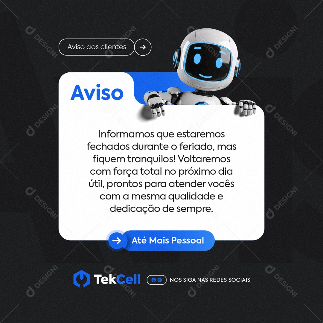Manutenção Aviso aos Clientes Social Media PSD Editável