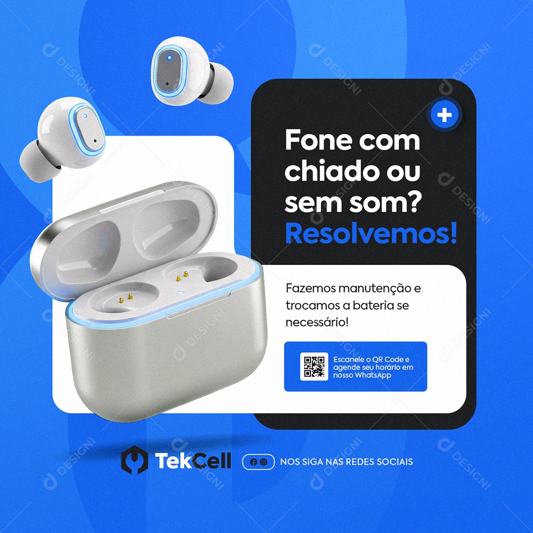 Manutenção Fone com Chiado ou Sem Som Social Media PSD Editável