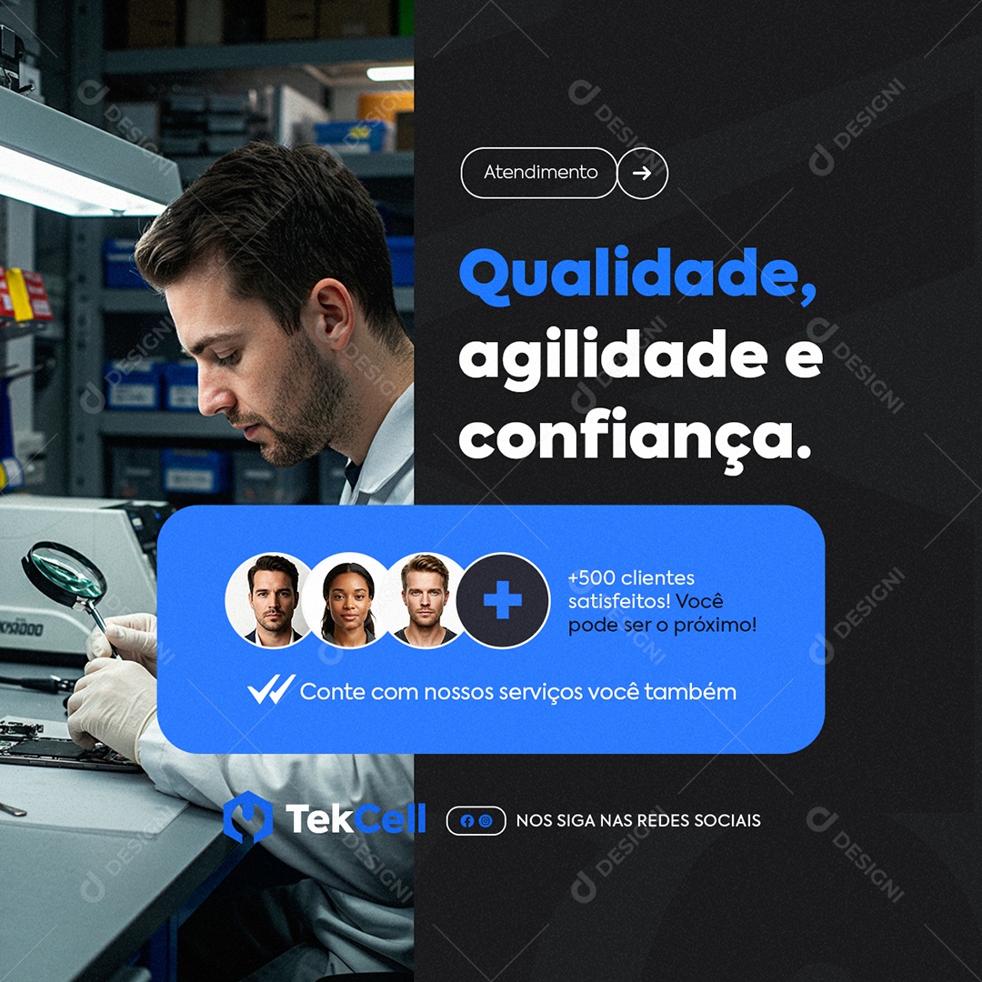 Manutenção Atendimento Qualidade Agilidade e Confiança Social Media PSD Editável