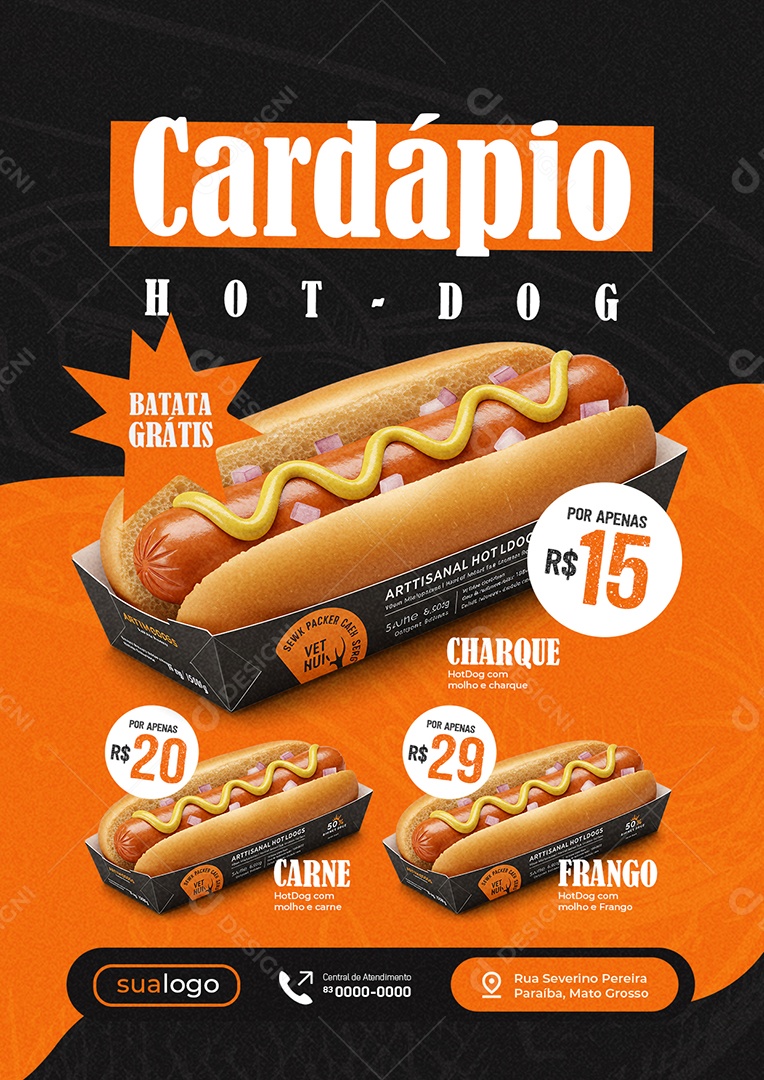 Modelo de Cardápio Hot Dog PSD Editável
