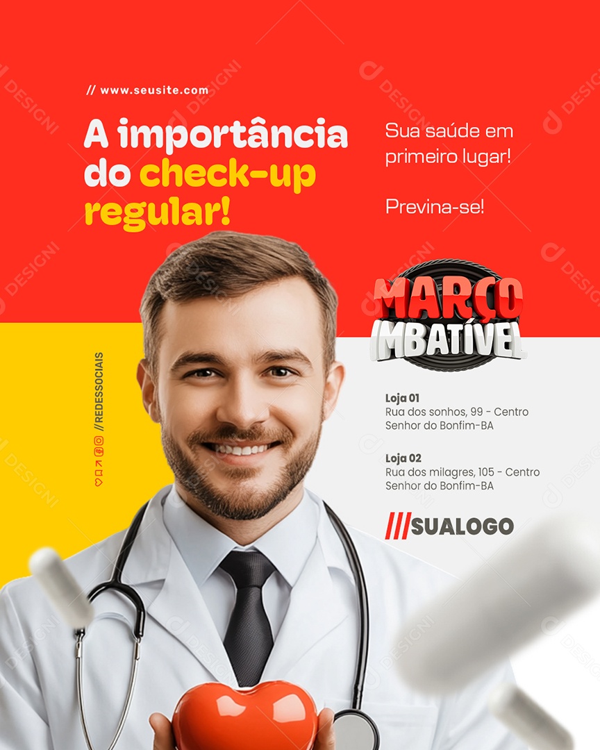 Farmácia Março Imbatível A Importância do Checkup Social Media PSD Editável