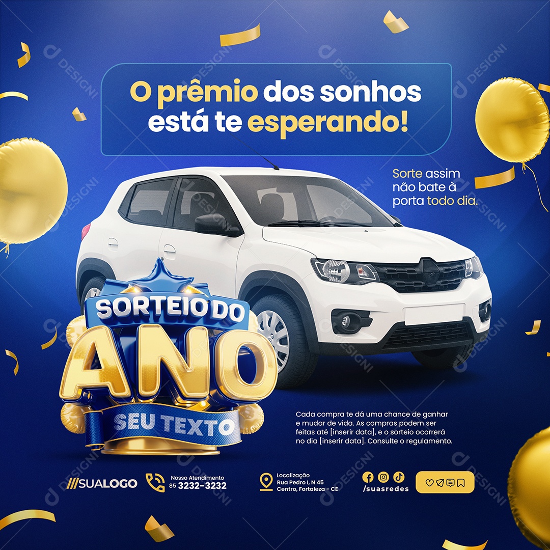 Supermercado Sorteio Do Ano O Prêmio dos Sonhos Social Media PSD Editável