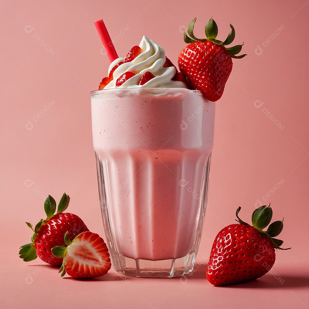 Milk shake de morango com chantilly