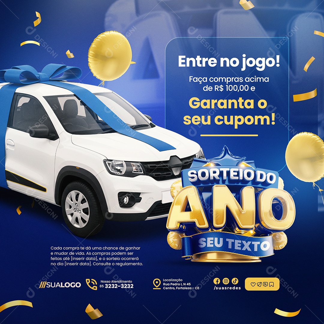 Supermercado Sorteio Do Ano Garanta o Seu Cupom Social Media PSD Editável