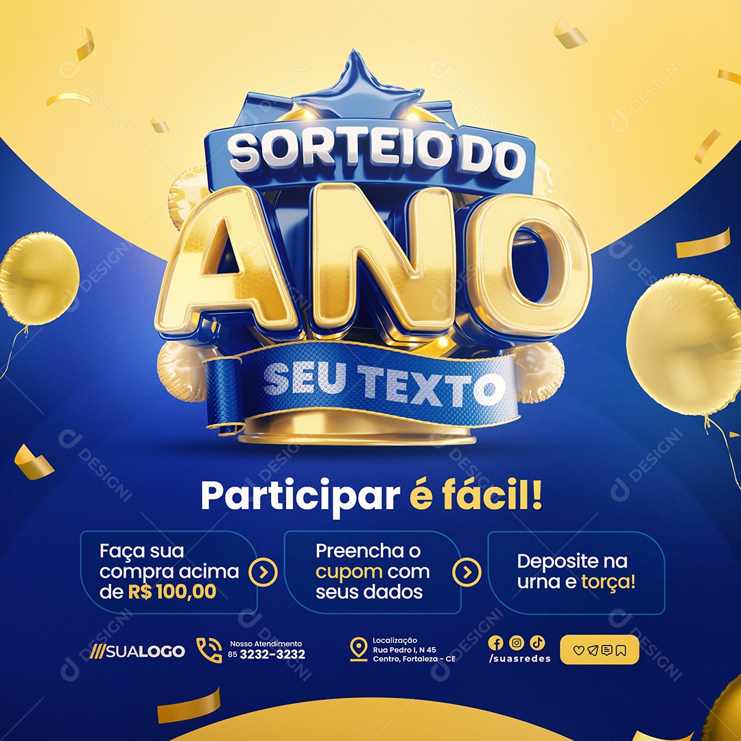Supermercado Sorteio Do Ano Participar é Fácil Social Media PSD Editável