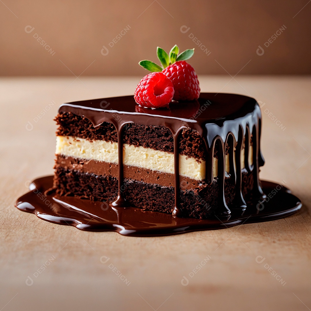 Fatia de bolo recheado com creme de leite ninho