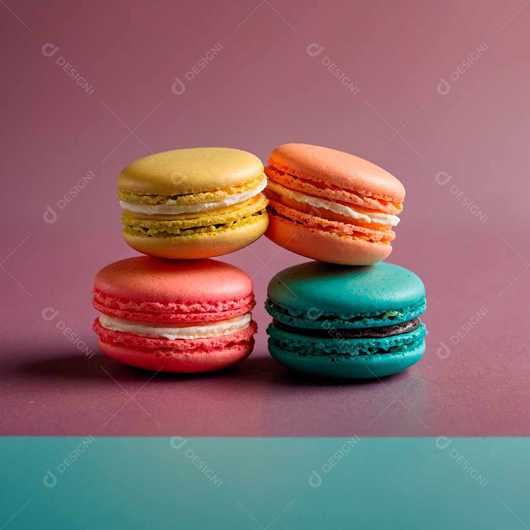 Macarons coloridos e deliciosos recheados