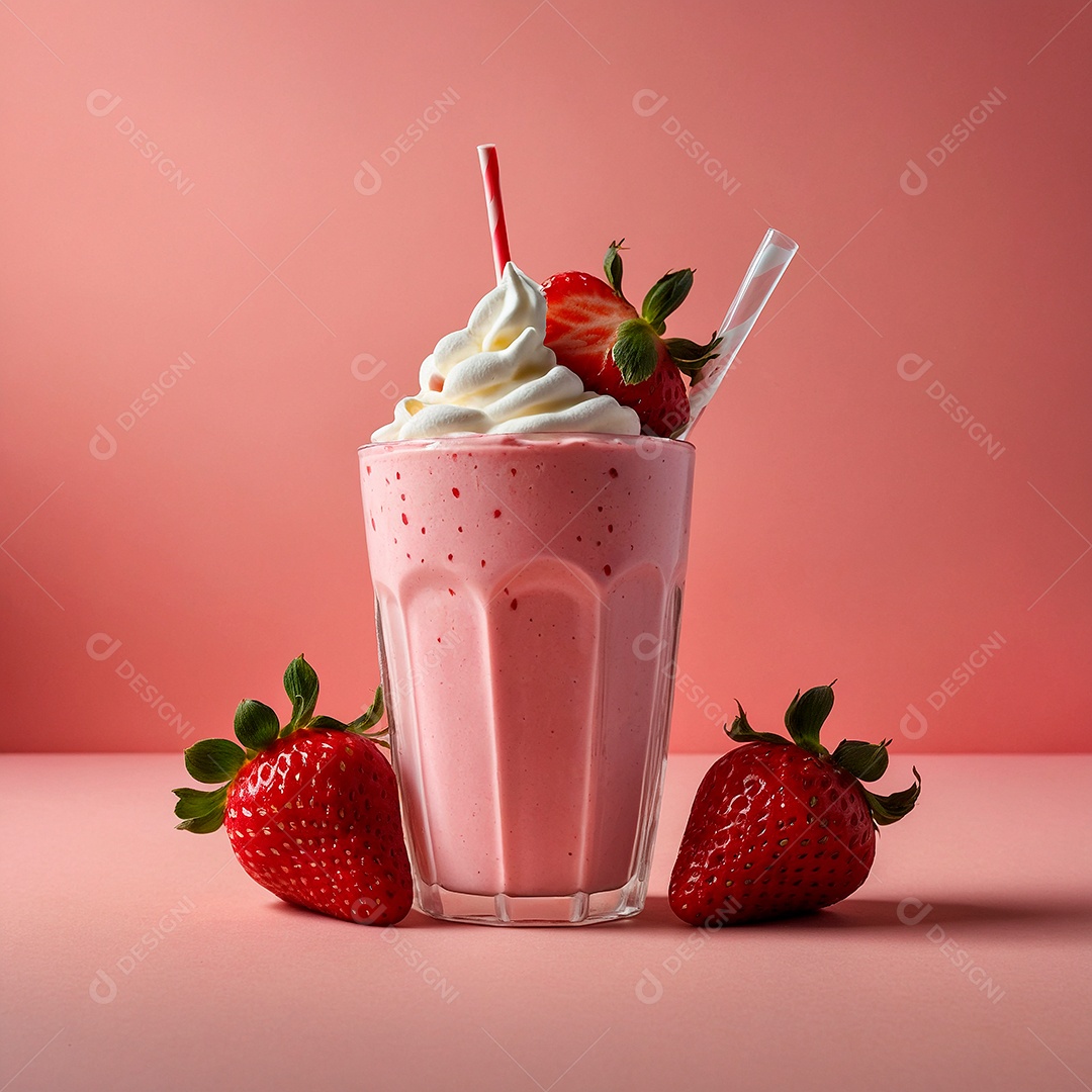 Delicioso milk shake de morangos