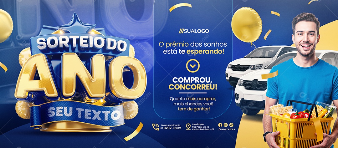 Carrossel Supermercado Sorteio Do Ano Comprou Concorreu Social Media PSD Editável