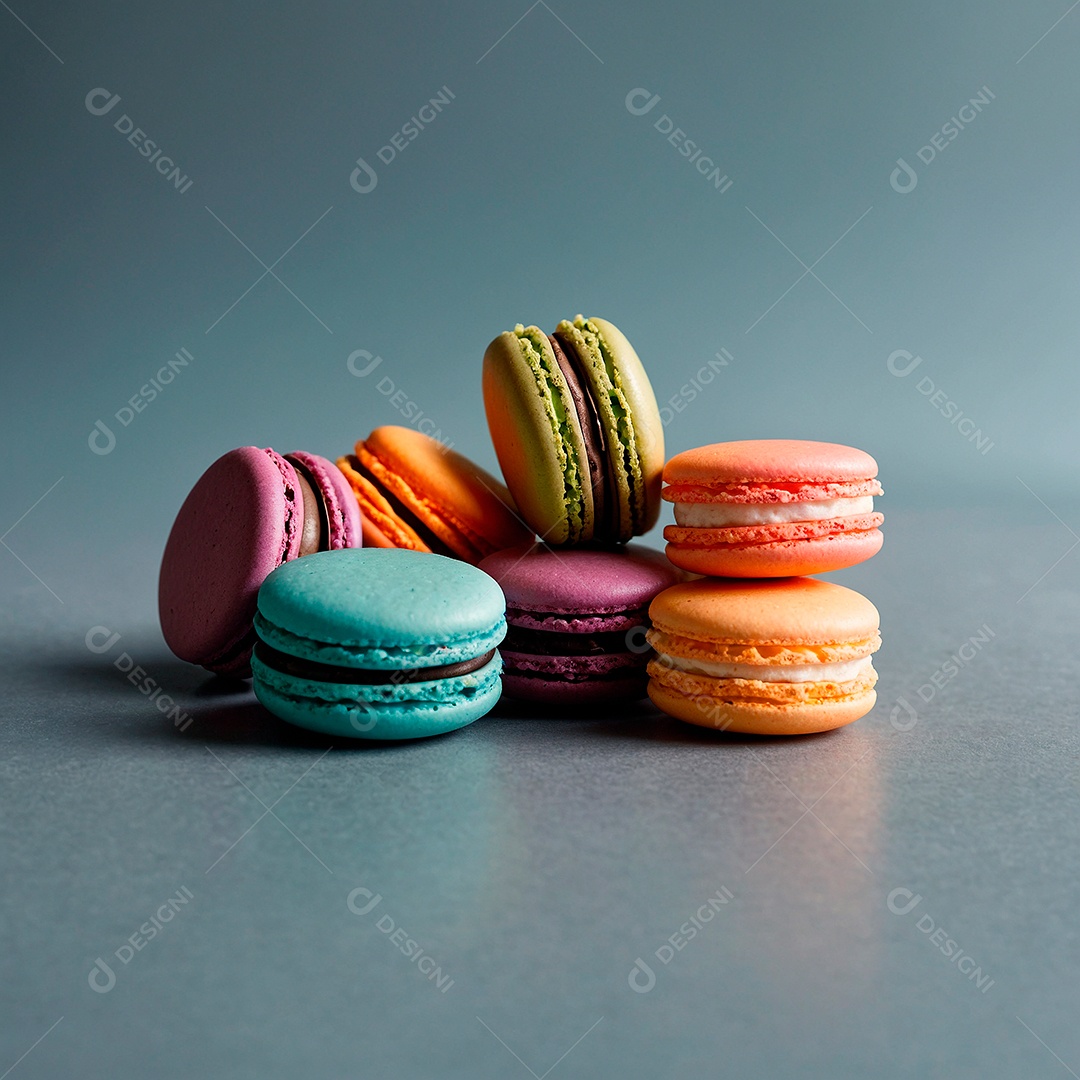Macarons coloridos e deliciosos recheados