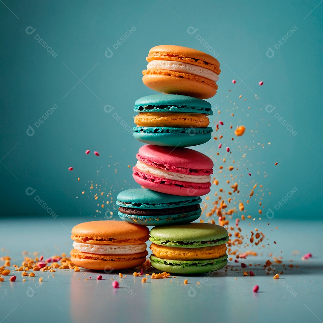 Macarons coloridos e deliciosos