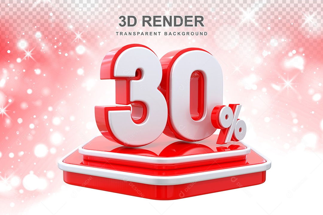 Número 3D 30% Vermelho Elemento Para Composição PSD