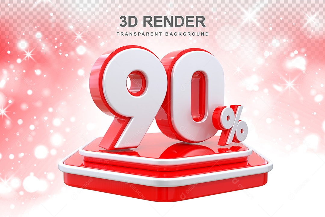 Número 3D 90% Vermelho Elemento Para Composição PSD