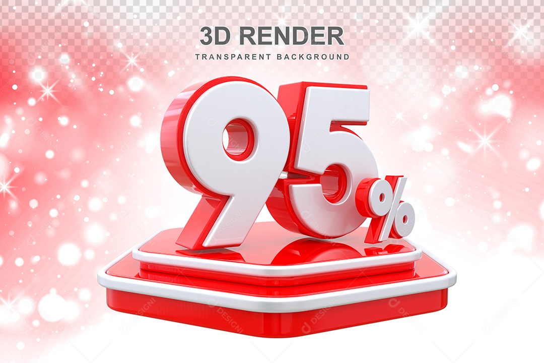 Número 3D 95% Vermelho Elemento Para Composição PSD