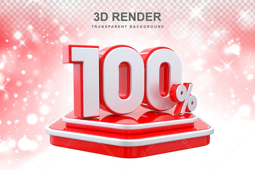 Número 3D 100% Vermelho Elemento Para Composição PSD