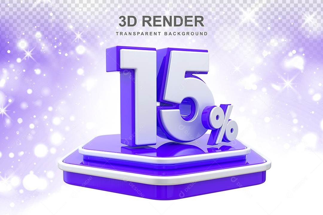 Número 3D 15% Azul e Branco Elemento Para Composição PSD