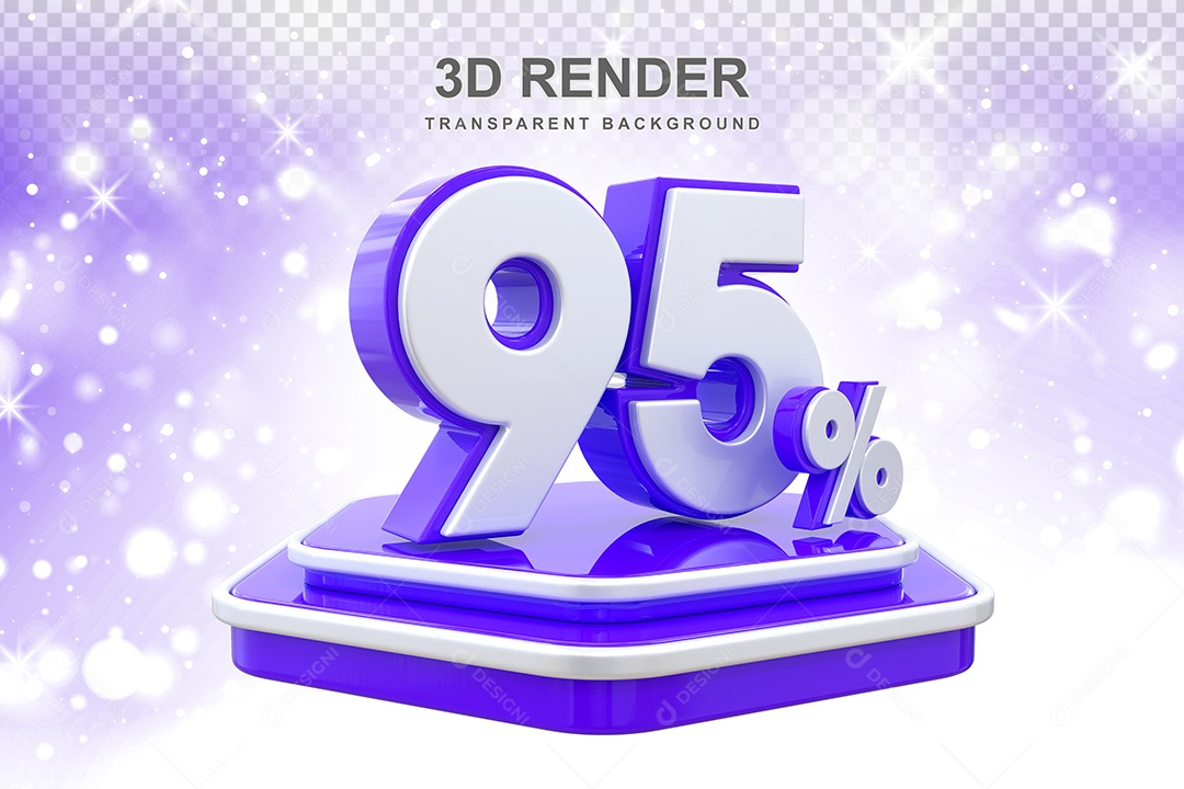 Número 3D 95% Azul e Branco Elemento Para Composição PSD