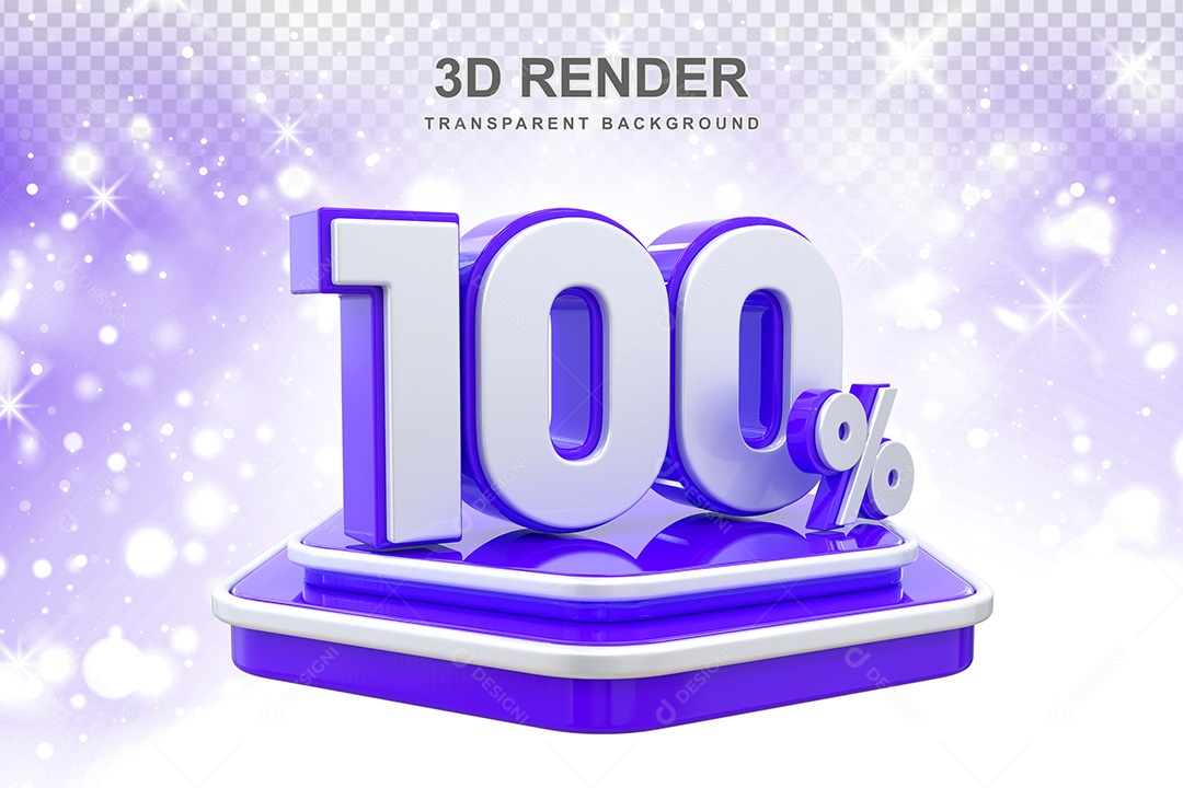 Número 3D 100% Azul e Branco Elemento Para Composição PSD