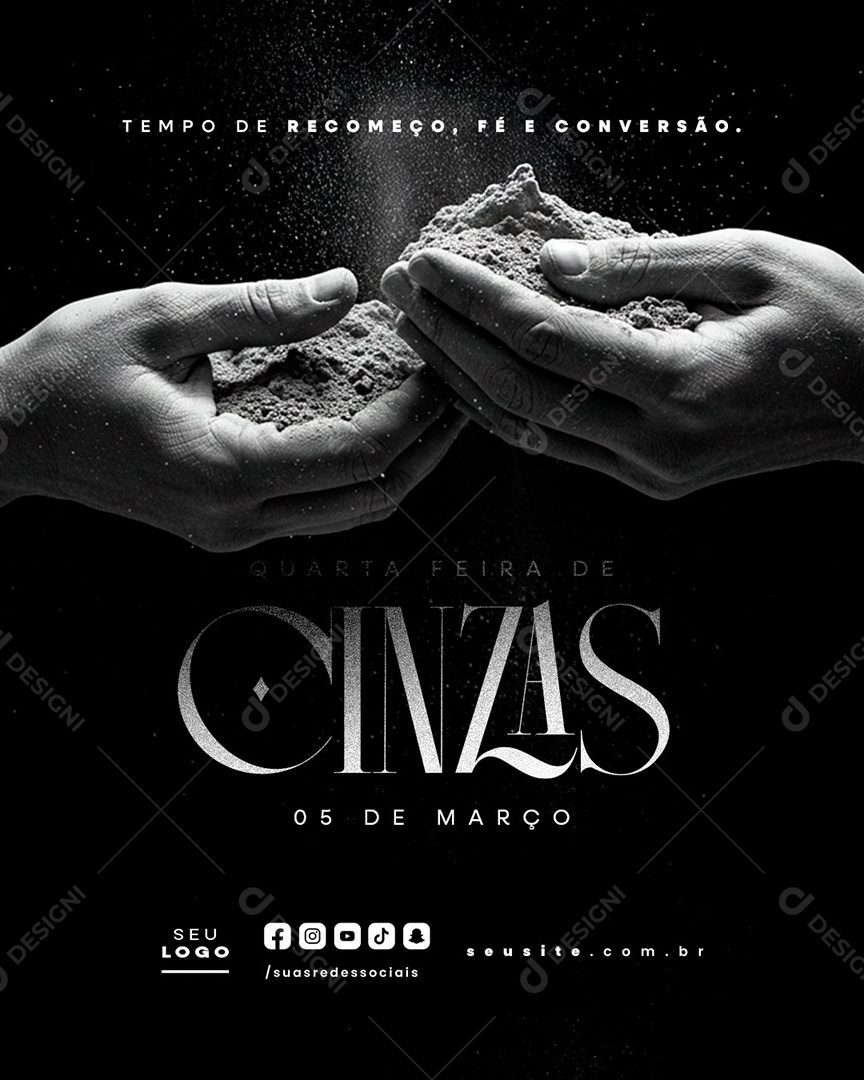 Quarta Feira de Cinzas 05 de Março Social Media PSD Editável