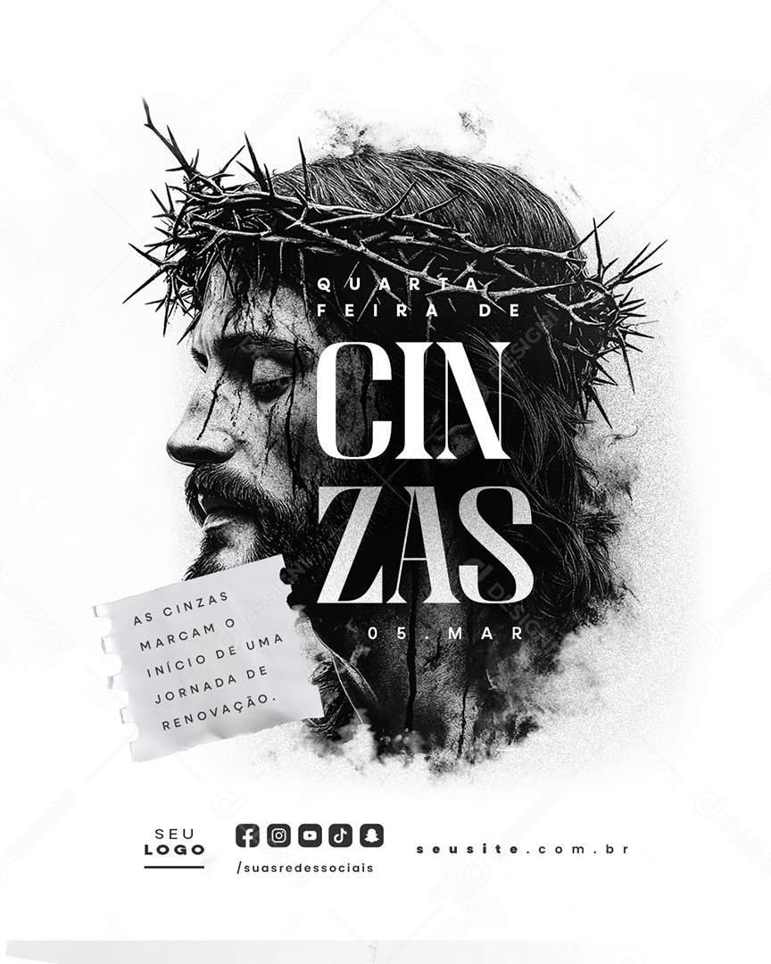 Quarta Feira de Cinzas 05 de Março As Cinzas Marcam o Início Social Media PSD Editável